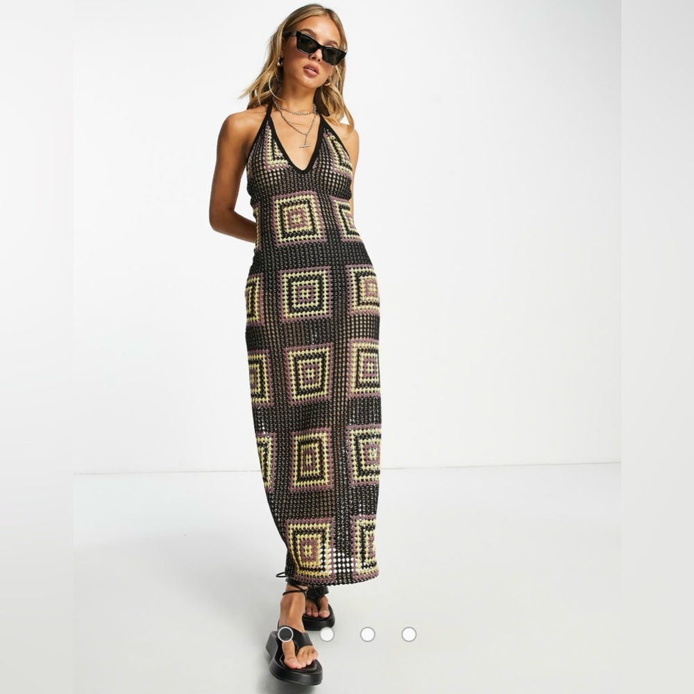 ASOS maxi dress in black crochet